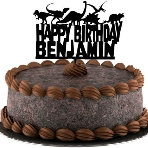Custom Name Dino Jurassic Acrylic Cake Topper - Picture 2 of 2